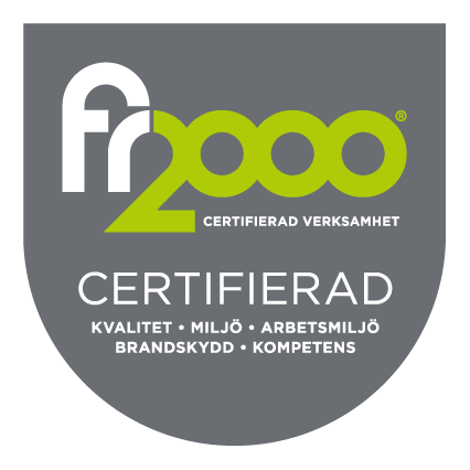 FR2000 certifierad — kvalitet, miljö, arbetsmiljö, brandskydd, kompetens